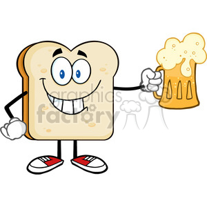 300x300 Royalty Free Rf Clipart Illustration Smiling Bread Slice Cartoon