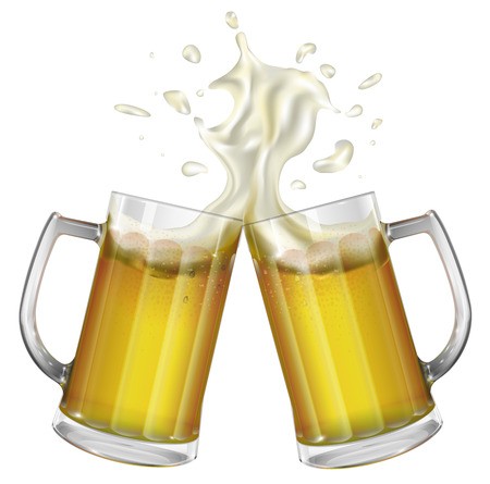Two Mugs With A Light Beer Mug With Beer Vector Royalty Free 450x445 Two Mugs With A Light Beer Mug With Beer Vector Royalty Free