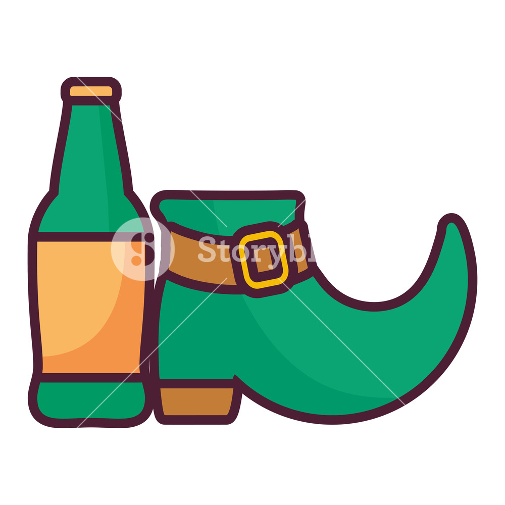 Leprechaun Boot With Bottle Beer Vector Illustration Design 1000x1000 Leprechaun Boot With Bottle Beer Vector Illustration Design