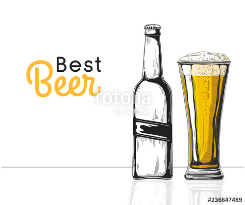 500x417 Bottle Of Beer Glass With Beer Best Beer Vector Illustration