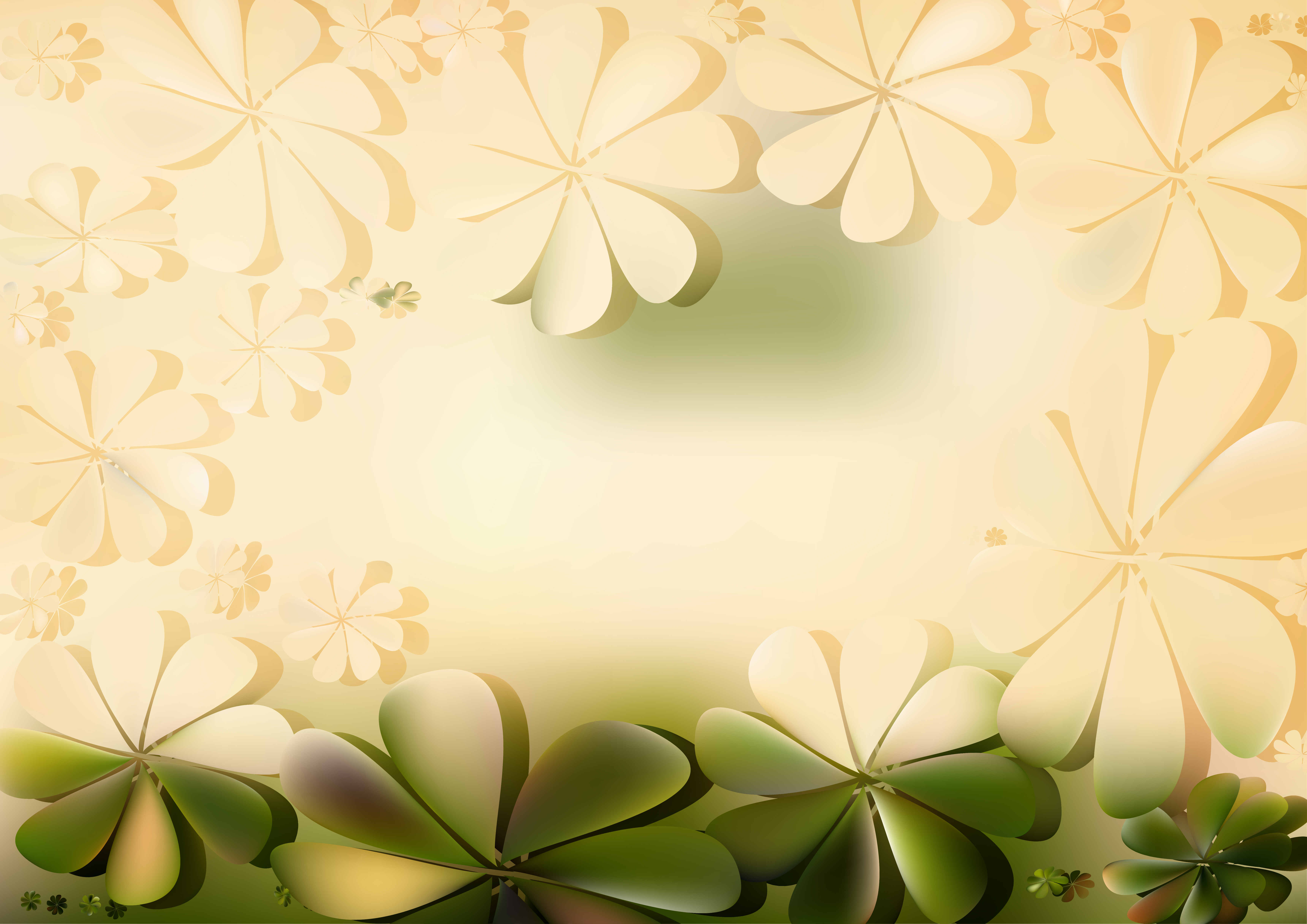 7016x4961 Green And Beige Floral Background Vector Art