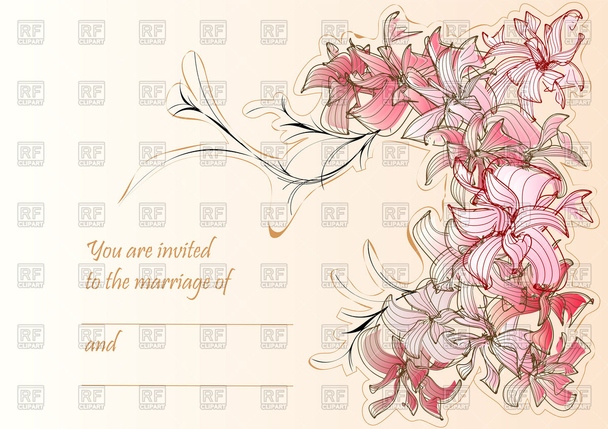 1200x846 Wedding Card With Flowers On Beige Background Vector Image