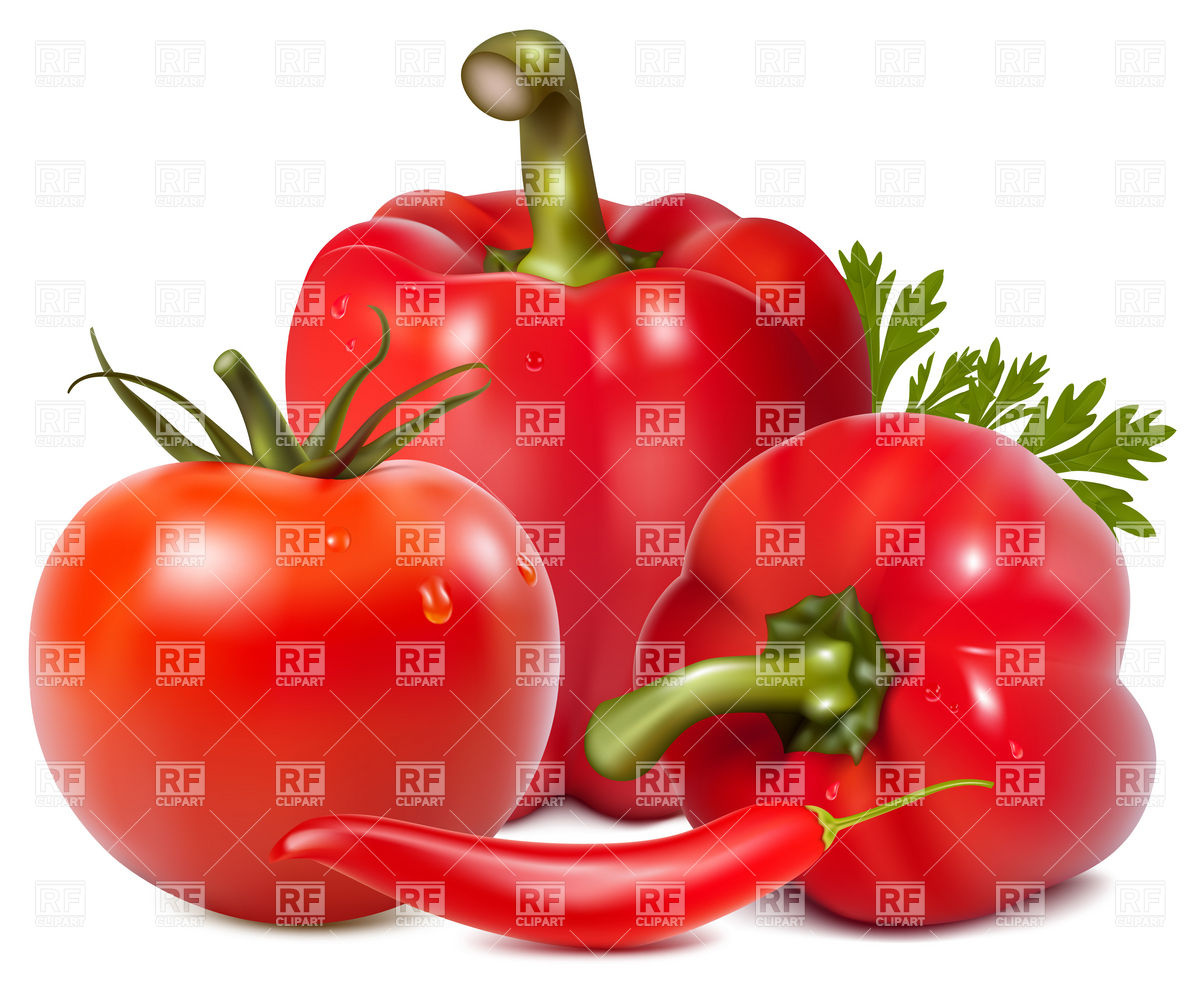 1200x999 Photo Realistic Tomato, Bell Pepper And Hot Chili Pepper Vector