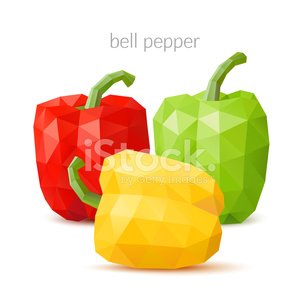 300x300 Polygonal Vegetables Bell Vector Illustration Stock Vectors