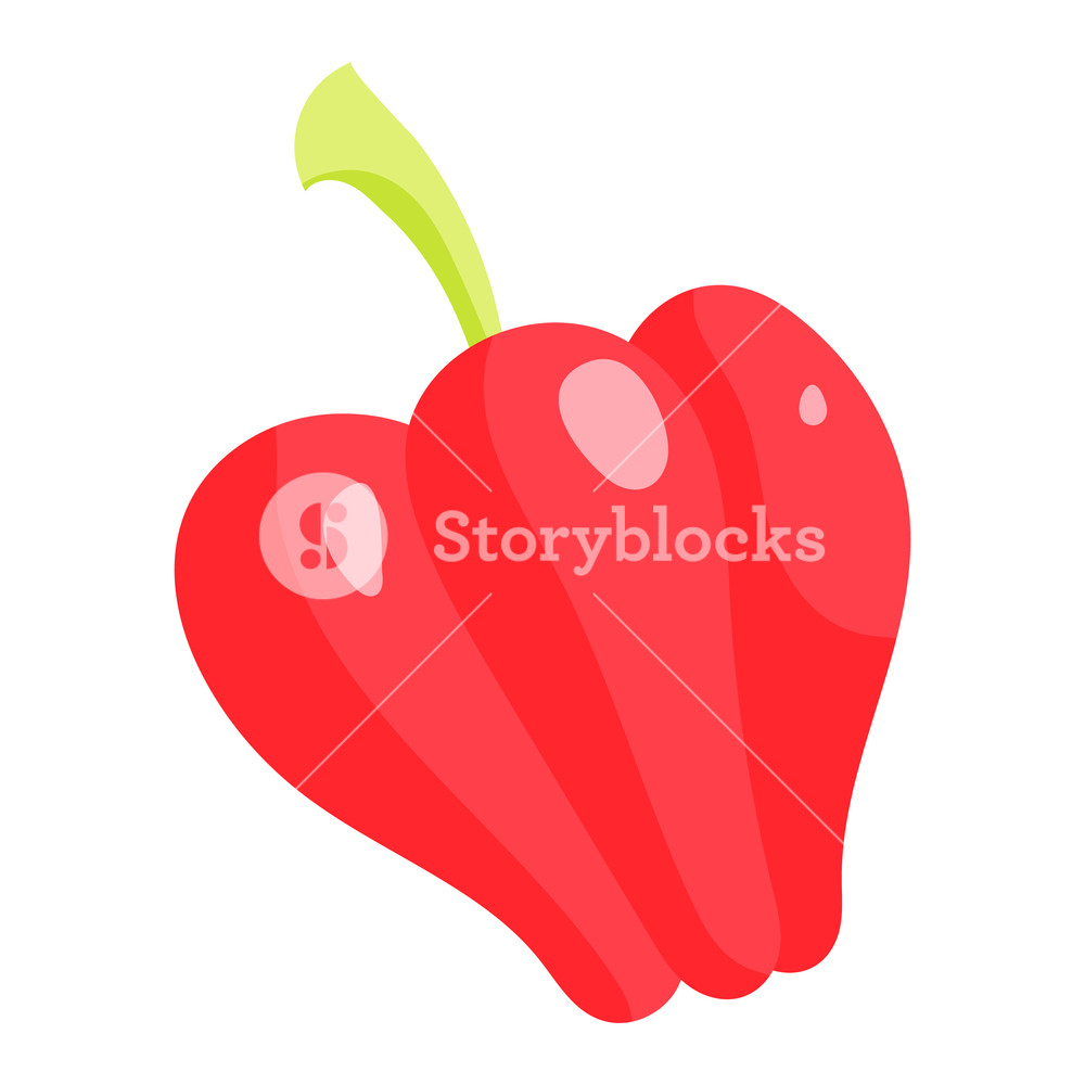 1000x1000 Sweet Ripe Red Bell Pepper Icon In Cartoon Style Isolated On White