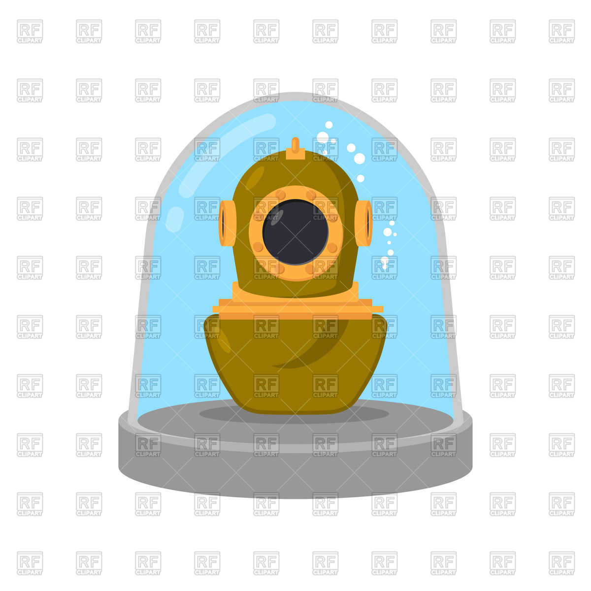 1200x1200 Ancient Diving Suit In Glass Bell Vector Image Of Objects