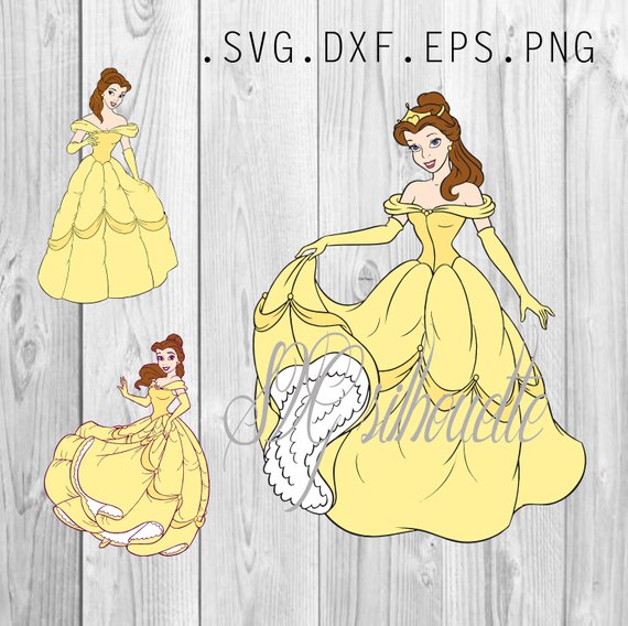 570x568 Belle Disney Princess Cutting File, Heat Transfer Vinyl Design