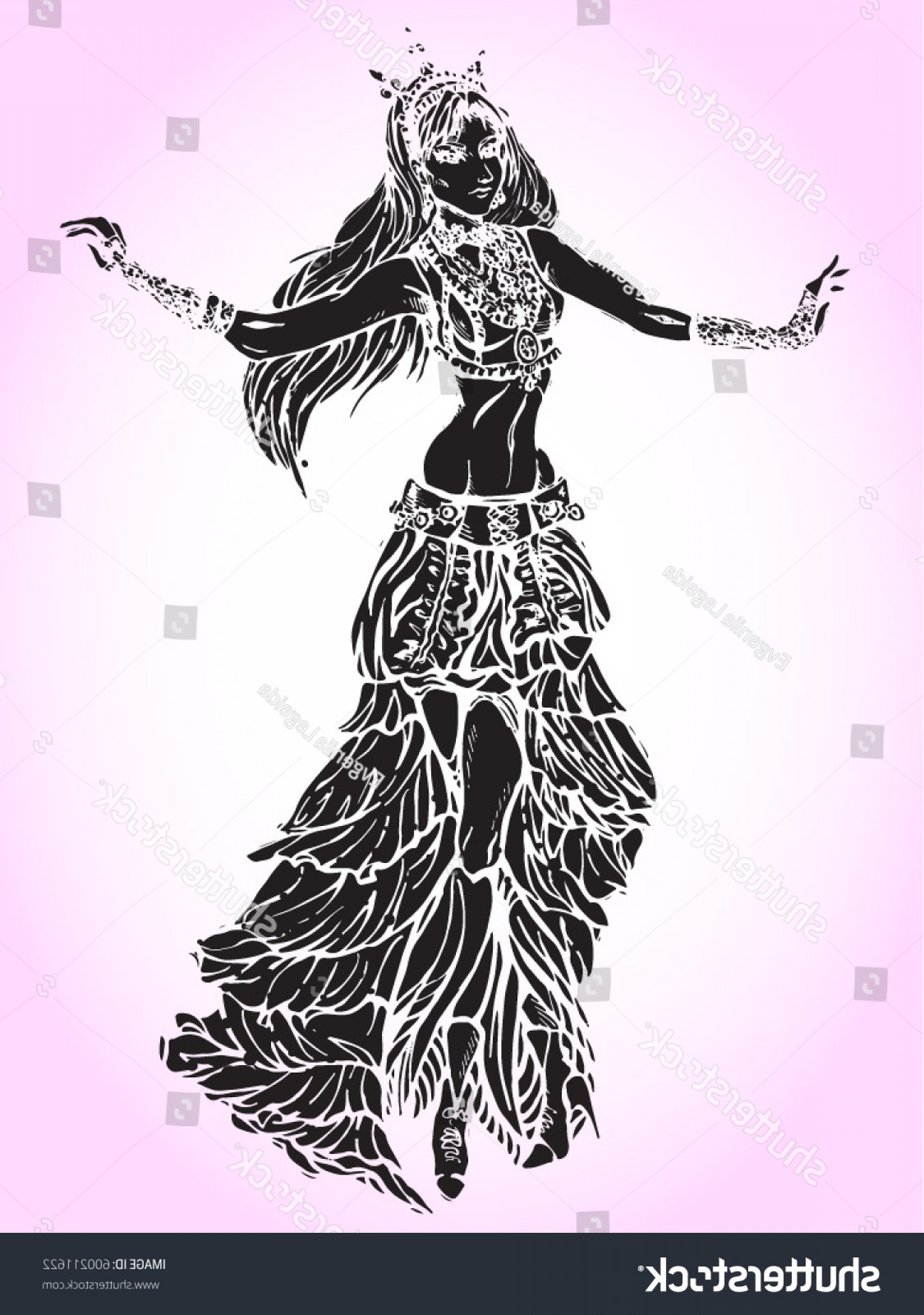 1350x1920 Hand Drawn Silhouette Belly Dance Girl Catchsplace
