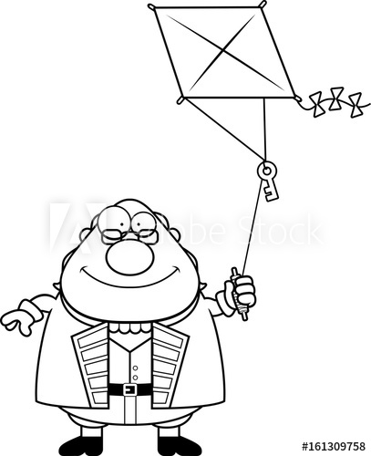 407x500 Cartoon Ben Franklin Kite