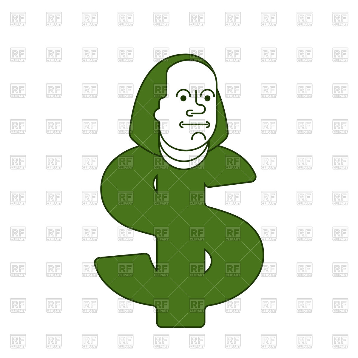 1200x1200 Portrait Of Benjamin Franklin On Dollar Sign Vector Image