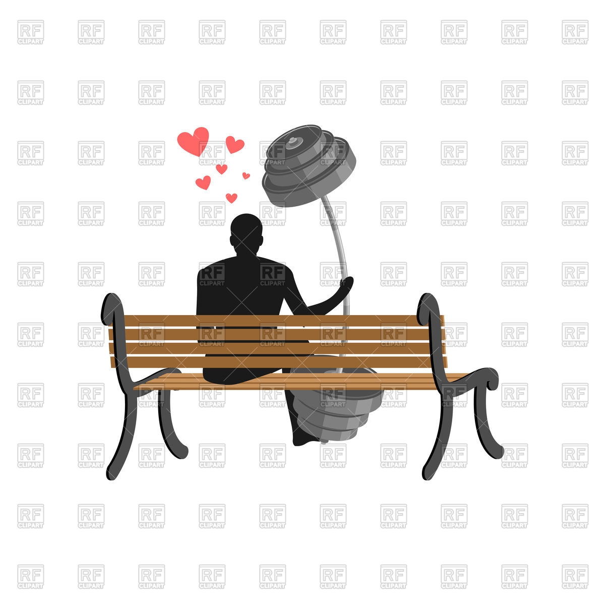 1200x1200 Man And Barbell Sitting On Bench Vector Image Of Conceptual