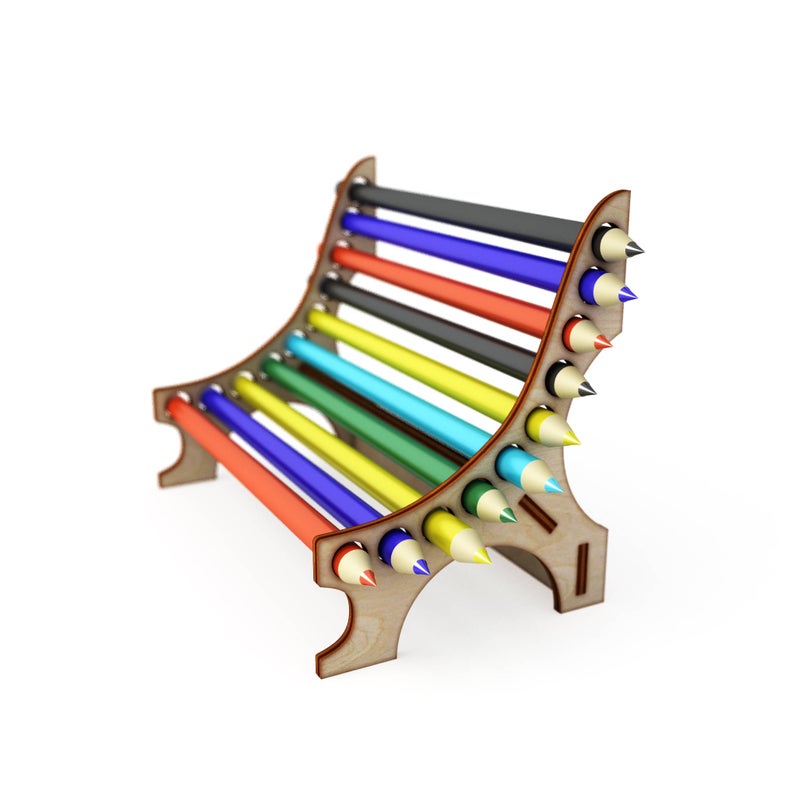 794x794 Pencil Holder Bench Vector For Cnc Vector Vector Cut Etsy