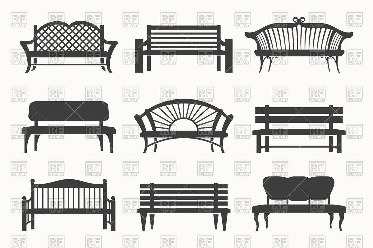 1200x800 Set Of Black Benches Icons Vector Image Of Objects Vectortatu