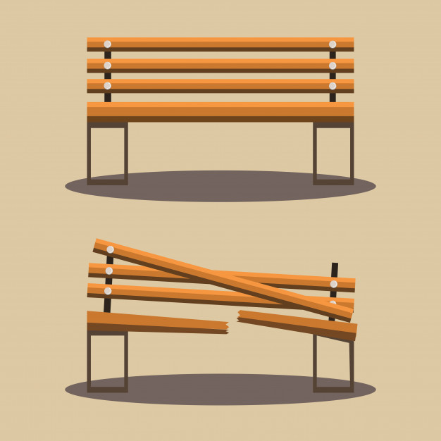 626x626 Bench And Broken Bench Vector Vector Premium Download