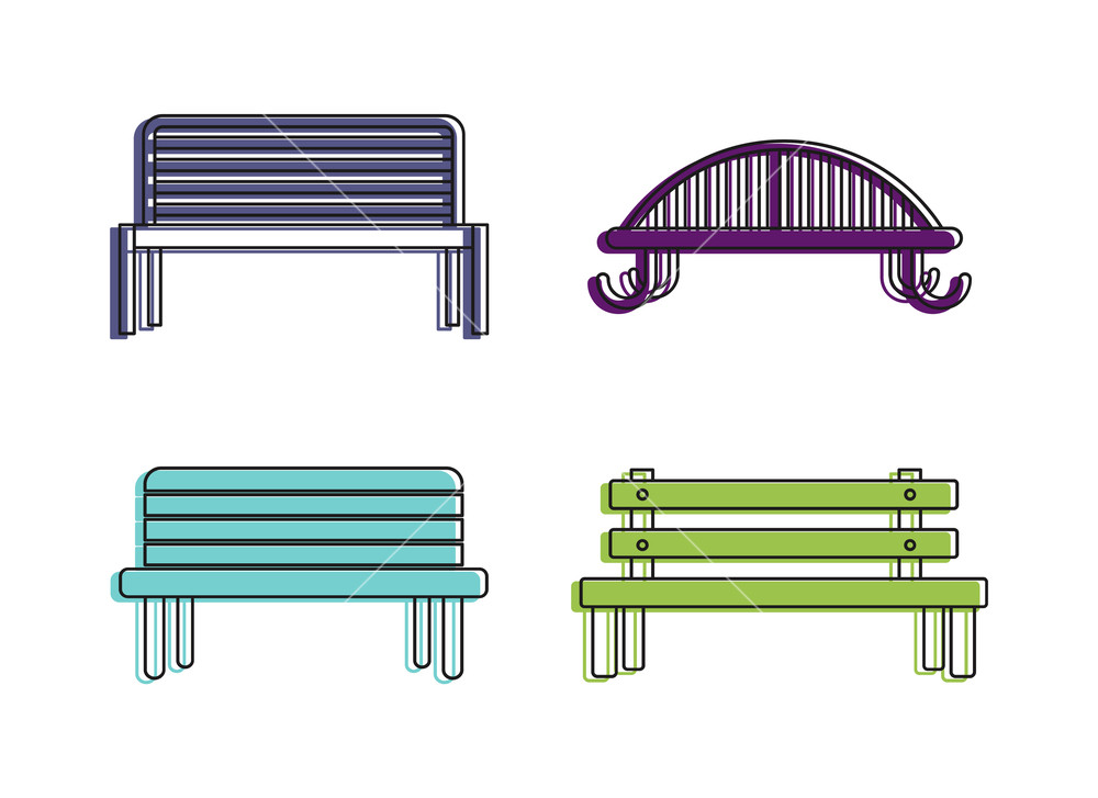 1000x727 Bench Icon Set Color Outline Set Of Bench Vector Icons For Web