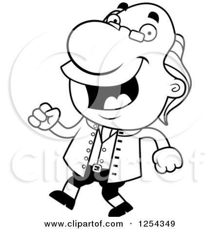 450x470 Clipart Of Black And White Benjamin Franklin Walking