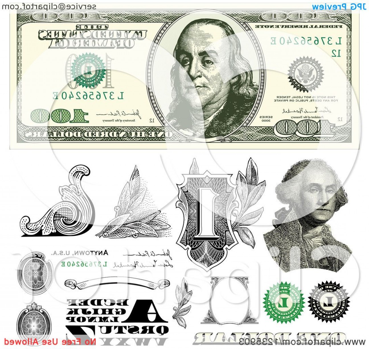 1296x1228 One Hundred Dollar Bill Vector Artwork Hoodamathrun