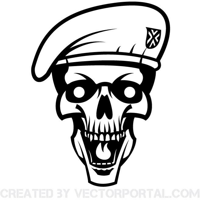 660x660 Skull With Beret Vector Image