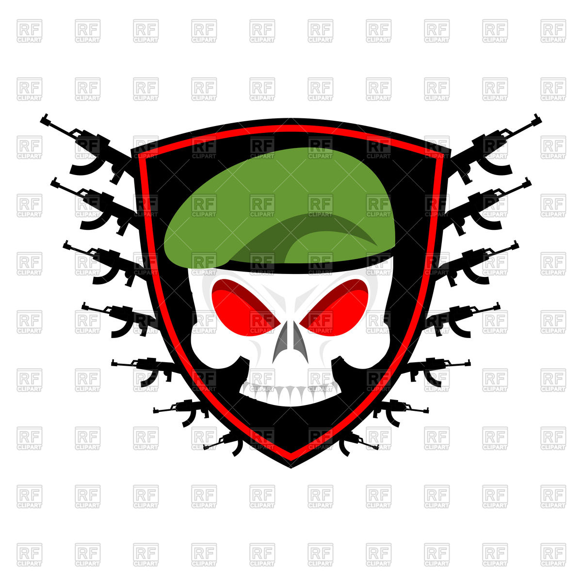 1200x1200 Skull In Beret And Weapons, Soldiers Emblem Vector Image