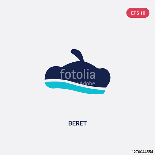 500x500 Two Color Beret Vector Icon From Clothes Concept Isolated Blue