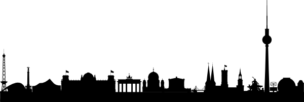 600x201 Berlin Skyline Black Clip Art