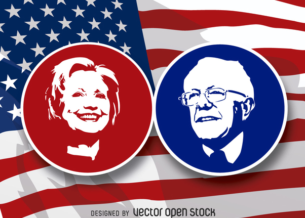 602x431 Hilary Clinton And Bernie Sanders Stencil Free Vector Download