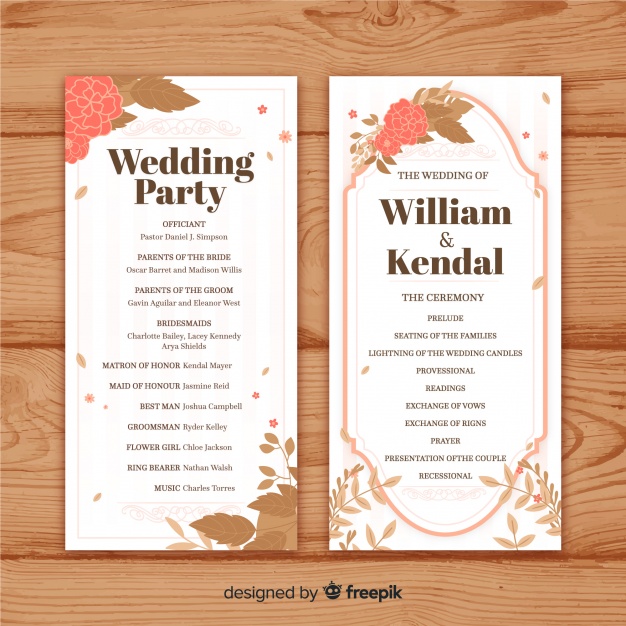 626x626 Lovely Wedding Program With Flat Design Vector Free Download