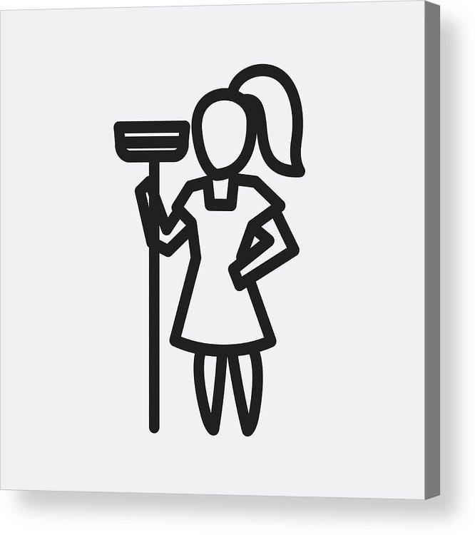 Sweeping Maid Icon Illustration Acrylic Print 666x750 Sweeping Maid Icon Illustration Acrylic Print