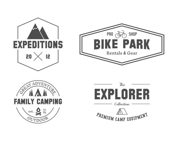 613x490 Set Of Outdoor Explorer, Family Camp Badge, Logo And Label