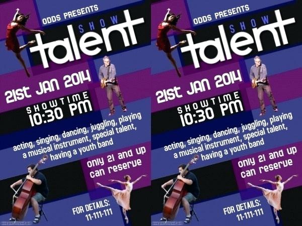 600x450 Purple And Teal Vector Talent Show Flyer Template Background