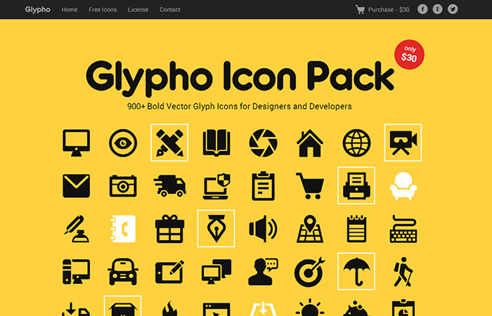 700x450 Glypho Vector Glyph Icons