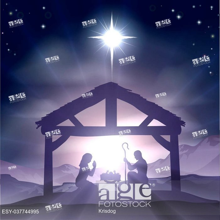 701x700 Christmas Christian Nativity Scene With Baby Jesus In The Manger