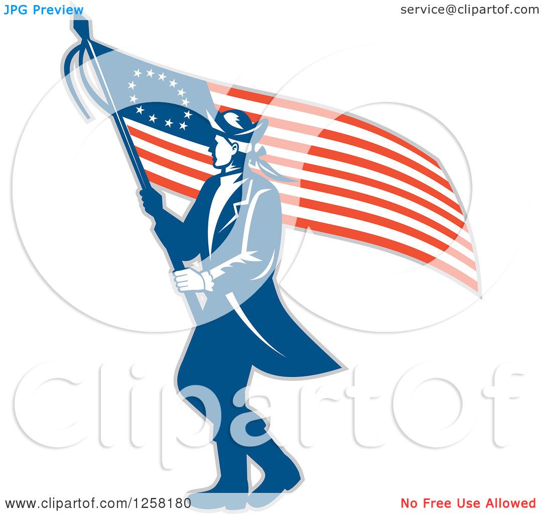 1080x1024 Clipart Of A Retro Revolutionary Soldier Walking With An American