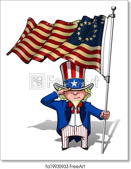 450x580 Free Art Print Of Uncle Sam Saluting The Betsy Ross Flag Vector