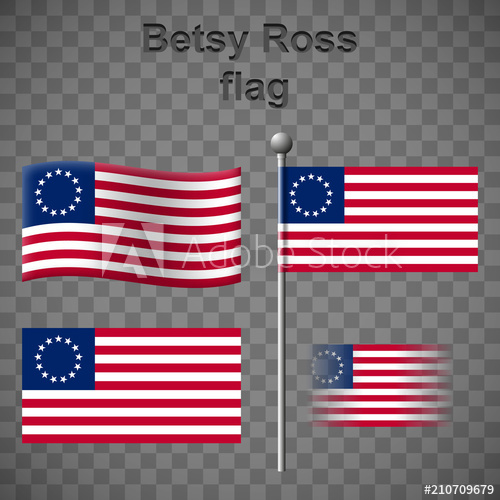 500x500 Set Of Betsy Ross Flags Isolated On Chequered Background