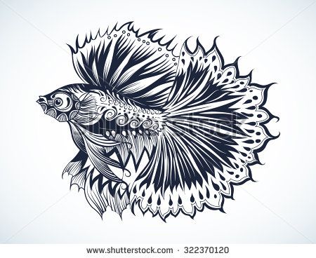 Vector Tribal Decorative Fighting Fish In Tattoo Style On White 450x368 Vector Tribal Decorative Fighting Fish In Tattoo Style On White