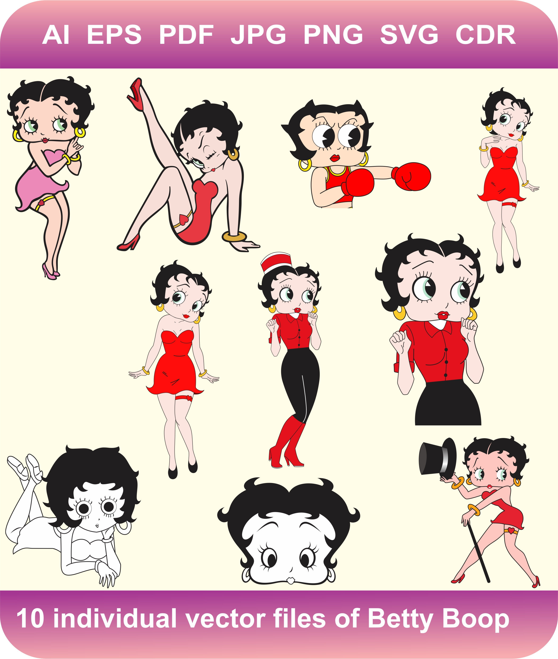 2356x2782 Betty Boop Vector Download Betty Boop Cartoon Etsy