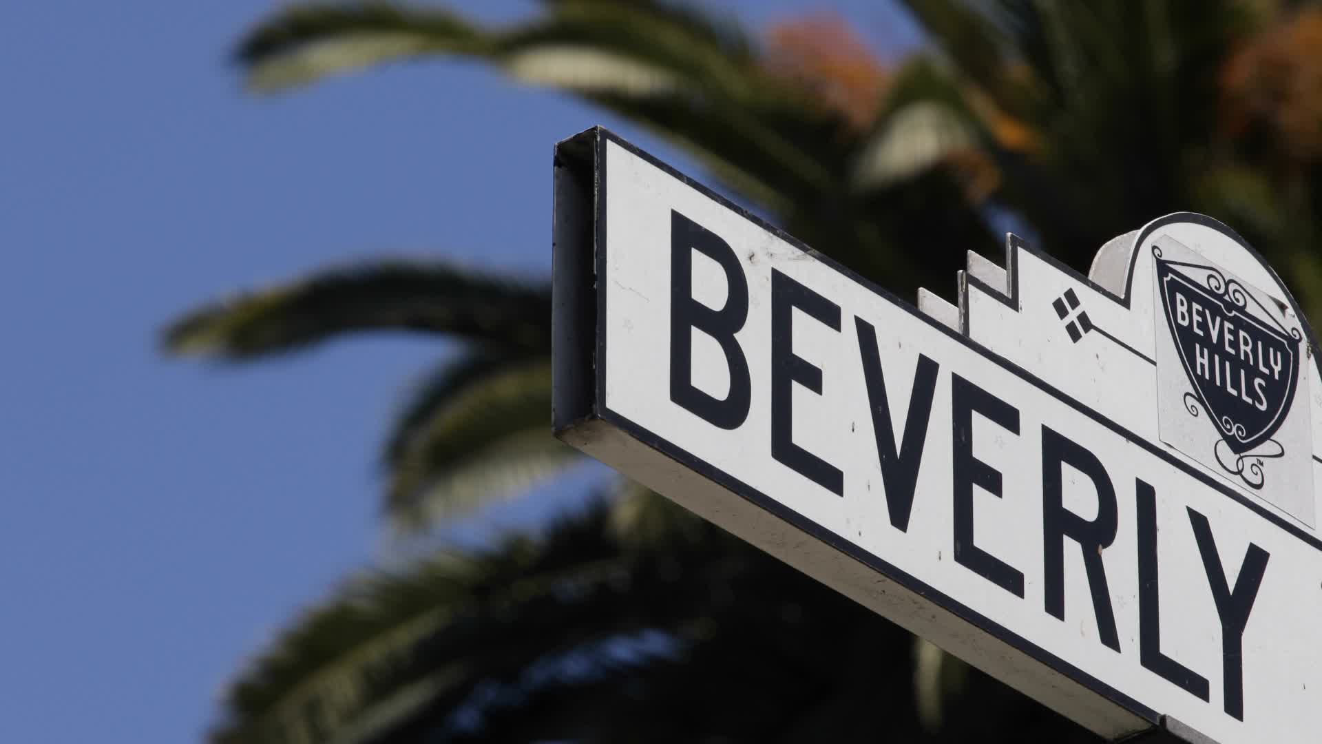 1920x1080 Beverly Hills Sign, Palm Trees, Street Sign, Los Angeles