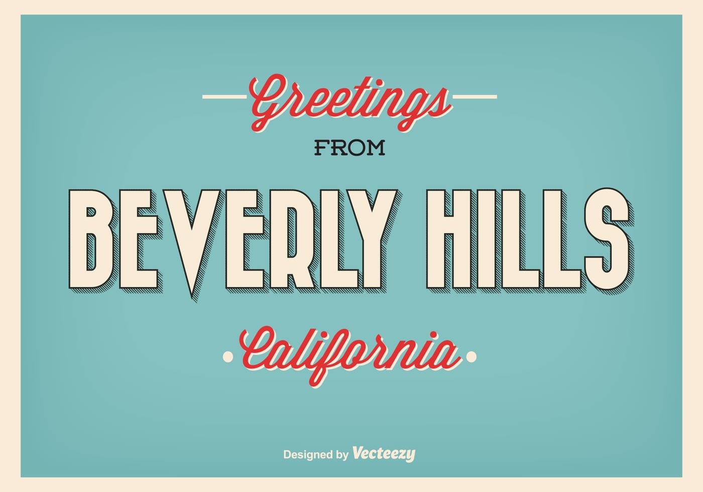 1400x980 Free Vector Retro Style Beverly Hills Greeting Illustration