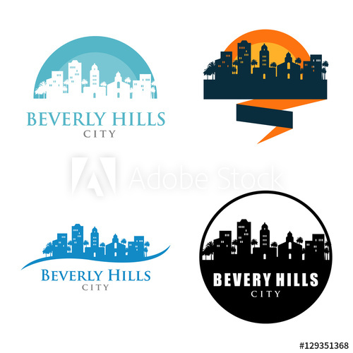 500x500 Beverly Hills City Skyline Landscape Logo Symbol Set