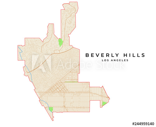500x410 Vector Map Of Beverly Hills, Los Angeles, Usa