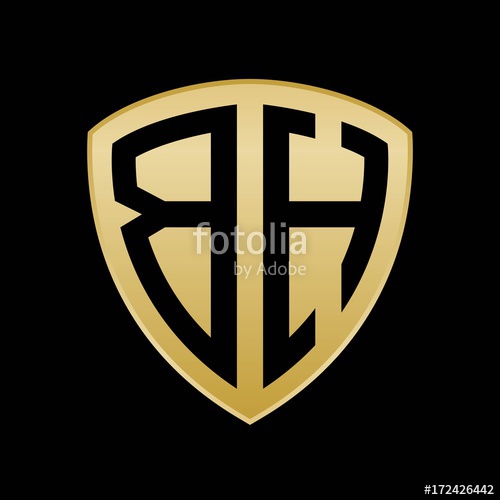 500x500 Initial Letters Logo Bh Gold Monogram Shield Shape Vector Stock