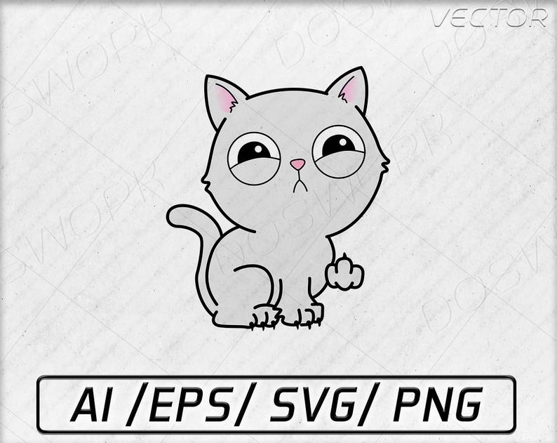 794x631 Angry Kitty Color Logo Vector Silhouette Digital Download Etsy