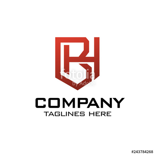 500x500 Creative Initial Letter Bh As Shield Logo Vector Concept Stock