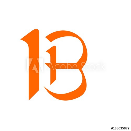 500x500 Initial Letter Bh Orange Color Logo Vector