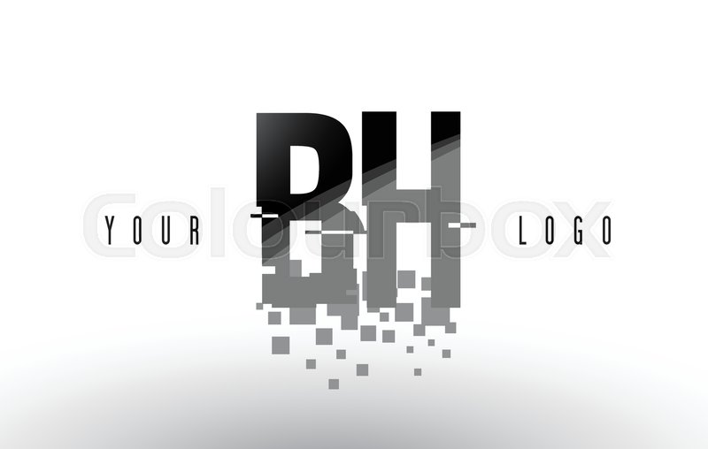 800x508 Bh B H Pixel Letter Logo With Digital Stock Vector Colourbox