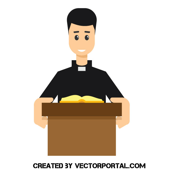660x660 Preacher Reads The Bible Vector Image