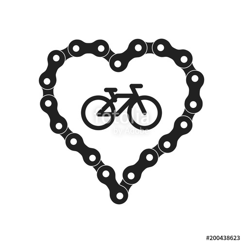 500x500 Vector Heart Made Of Bike Or Bicycle Chain Black Heart Silhouette