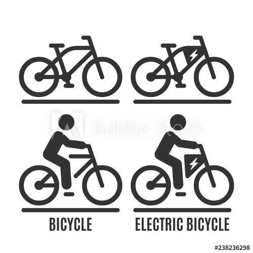 500x500 Vector Isolated Bicycle And Electric Bike Icon Cycle No Human