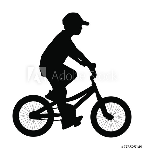Little Boy Riding Bicycle Vector Silhouette Illustration Isolated 481x500 Little Boy Riding Bicycle Vector Silhouette Illustration Isolated